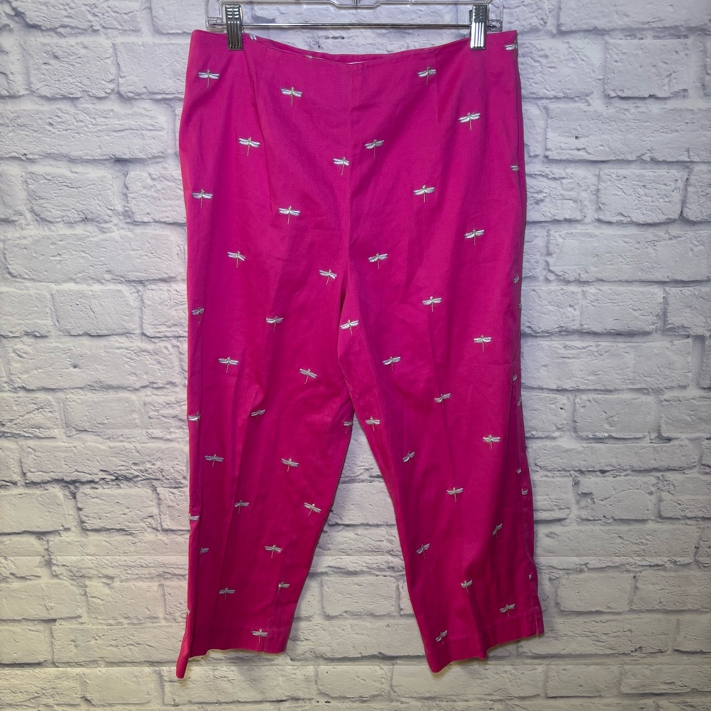 Pendleton Capri Pink Pants Dragonfly Colorful Fun Print Womens  12 Business